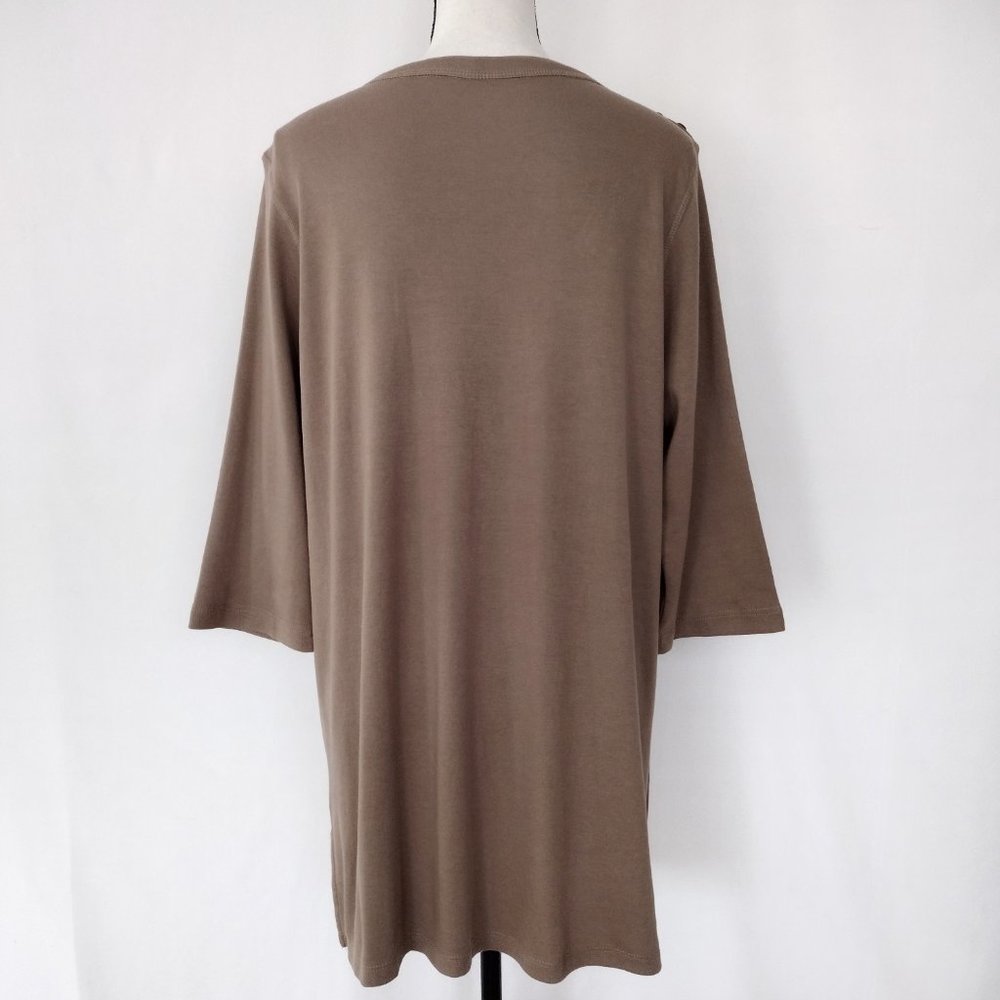 Blair Brown Knit 3/4 Sleeve Casual Tunic Top - Picture 5 of 10